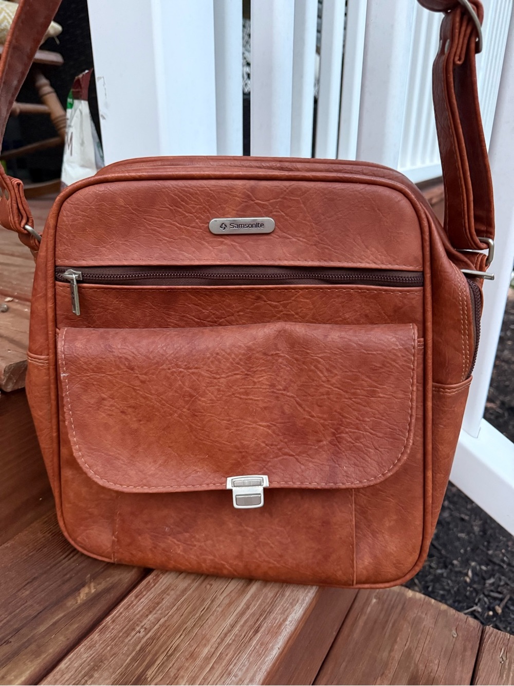Samsonite Brown Leather Messenger Crossbody Bag